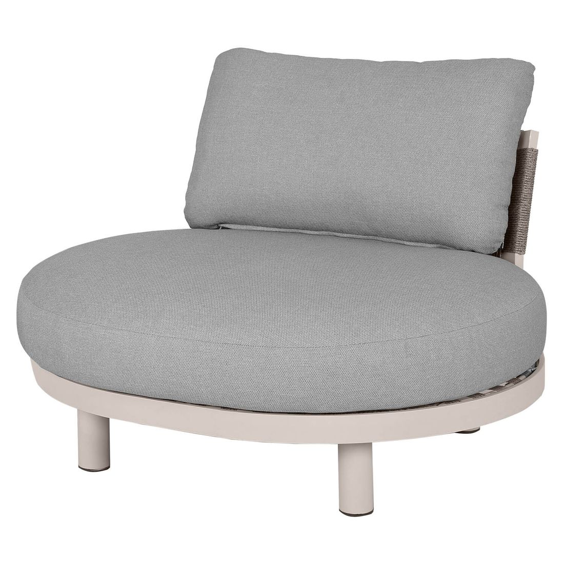 Loungesett Washington aluminium/akasie/olefin med tau ryggstøtte detalj