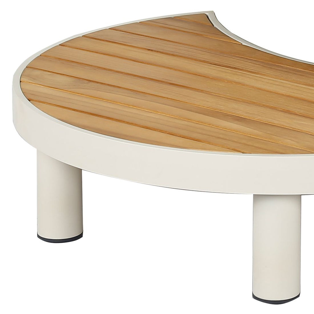 Loungesett Washington Deluxe aluminium/teak detalj av teak bordplate