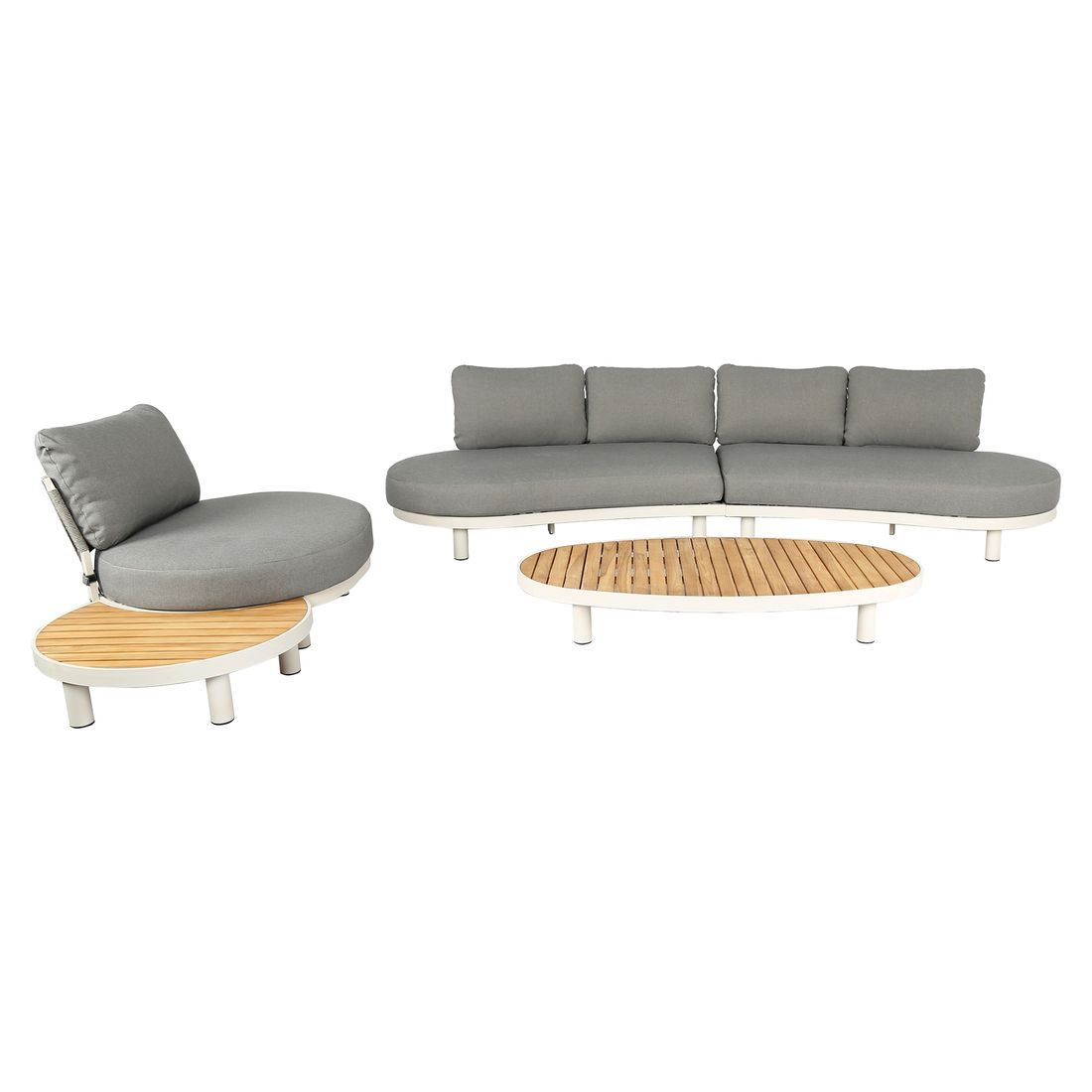 Loungesett Washington Deluxe aluminium/teak med loungebord bakside