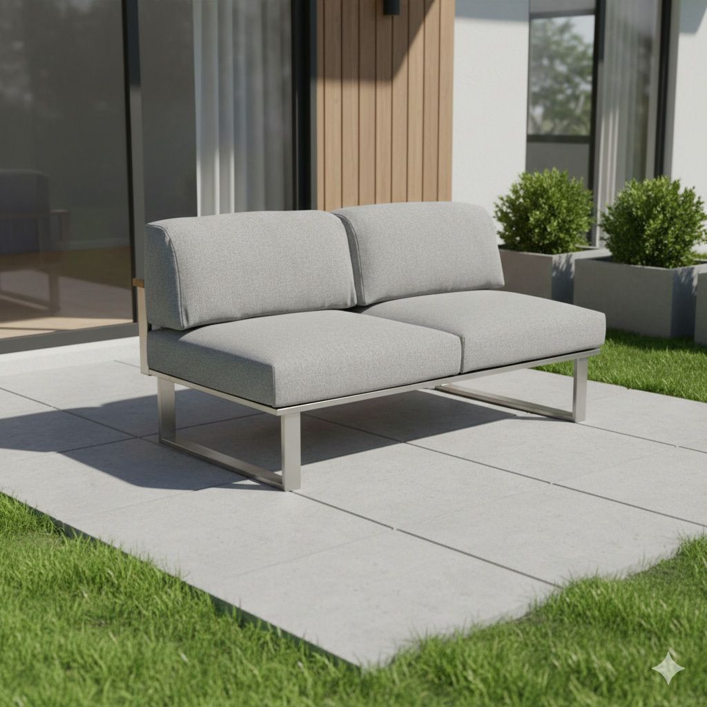 Loungesofa Belvedere rustfritt stål/olefin 156 cm forfra