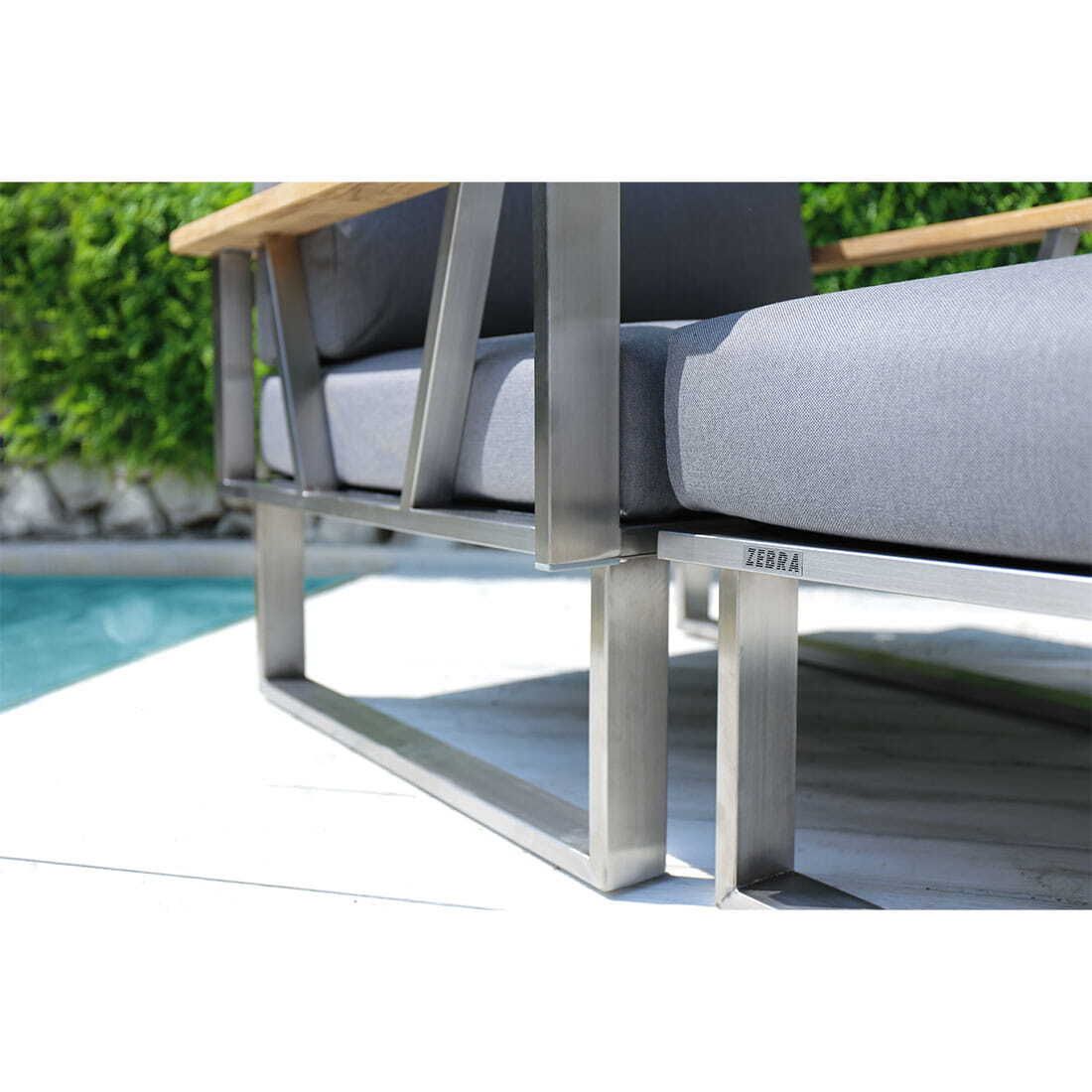 Loungesofa Belvedere rustfritt stål/Tuvatextil 164 cm - Zebra bakside