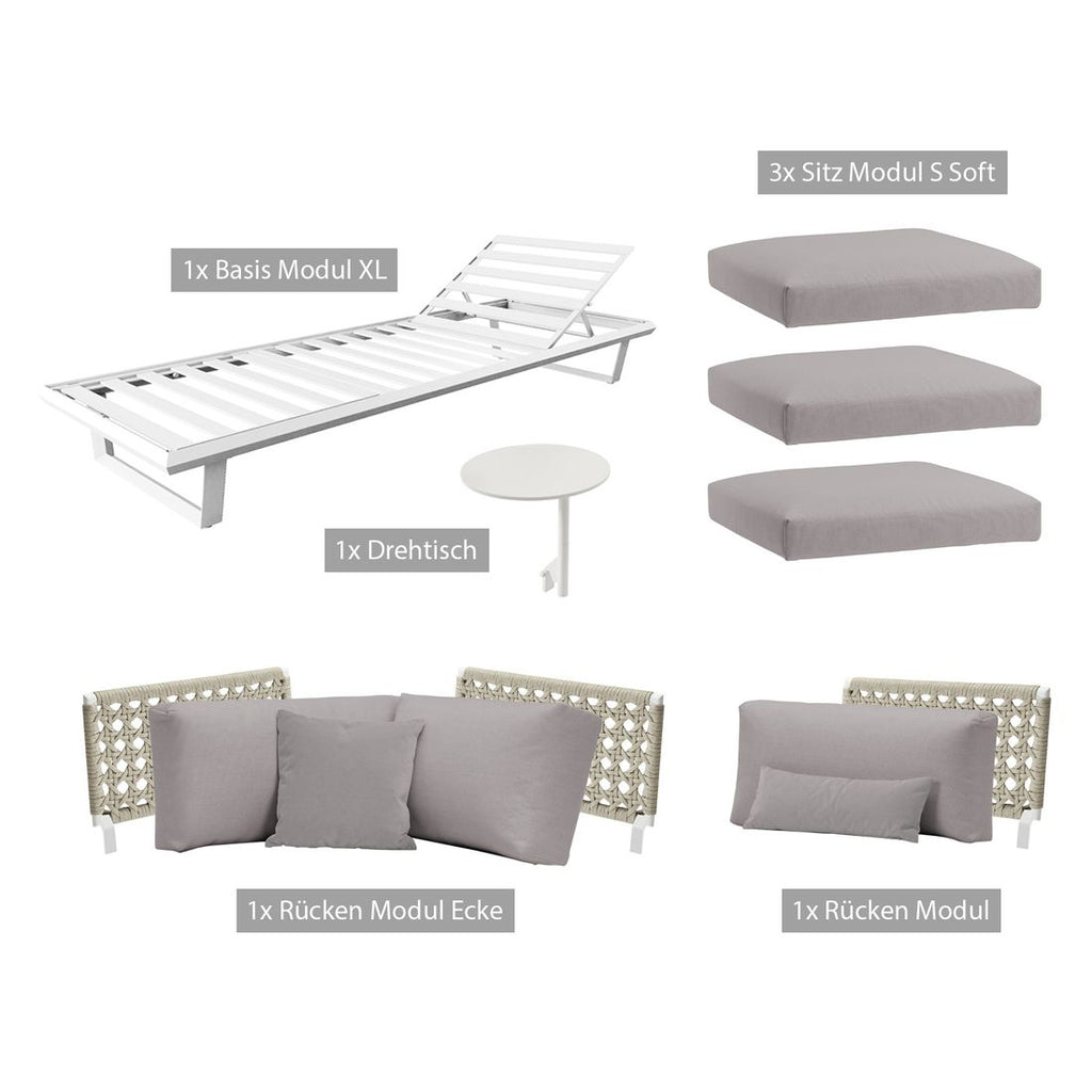 Loungesofa Boom regulerbar aluminium 249 cm montert på terrasse