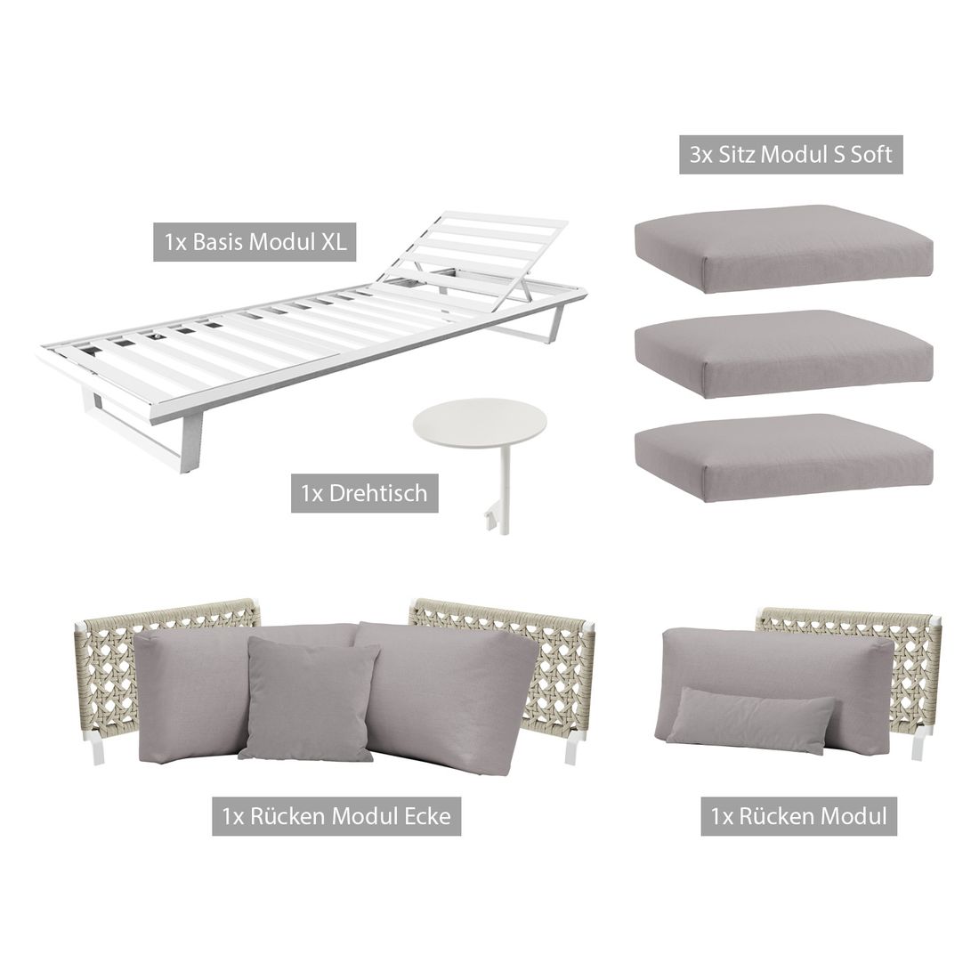Loungesofa Boom regulerbar aluminium 249 cm montert på terrasse