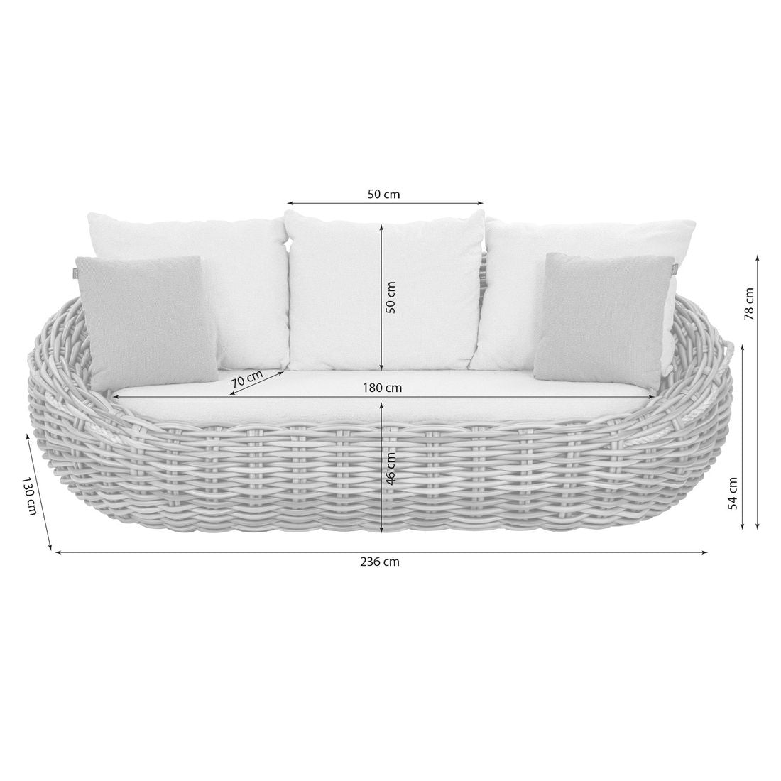 Loungesofa Cocoon polyrotting Bee Wett 236 cm montert på terrasse