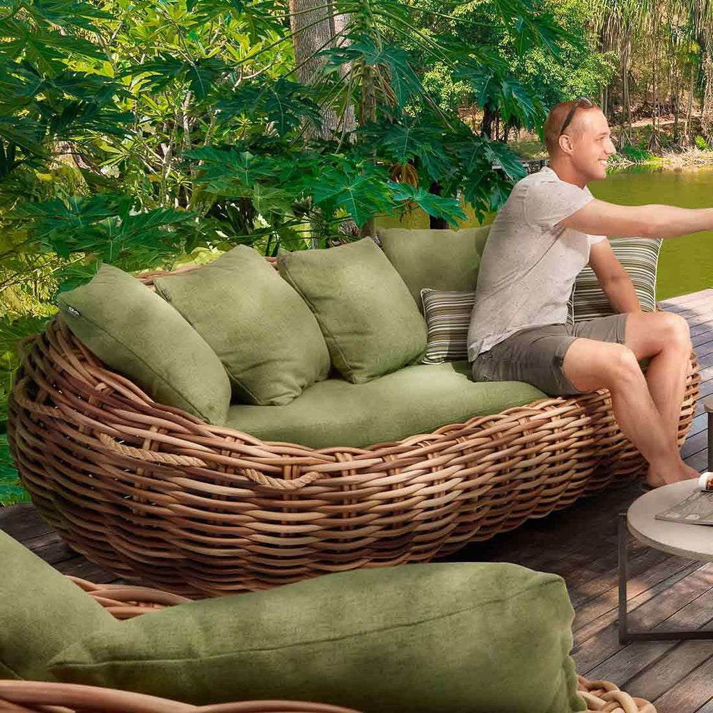 Loungesofa Cocoon polyrotting Bee Wett 236 cm nærbilde av stoff