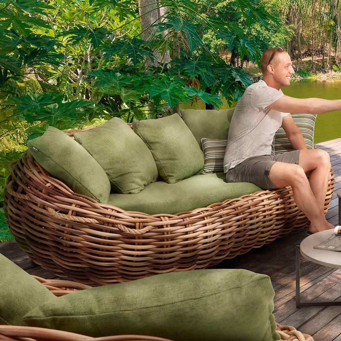 Loungesofa Cocoon polyrotting Bee Wett 236 cm nærbilde av stoff