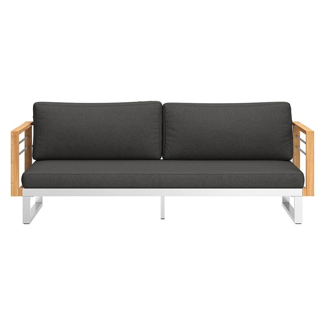 Loungesofa Hawaii rustfritt stål/teak 196 cm montert i hage