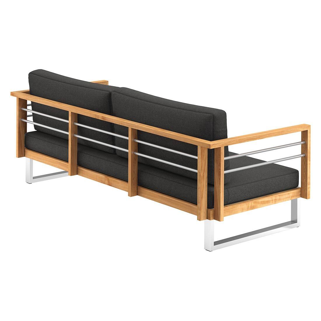 Loungesofa Hawaii rustfritt stål/teak 196 cm visning av sete