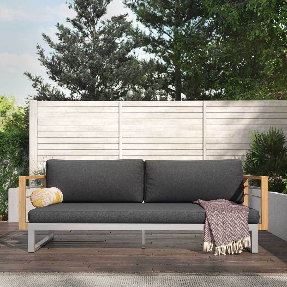 Loungesofa Hawaii rustfritt stål/teak 196 cm vinkelbilde