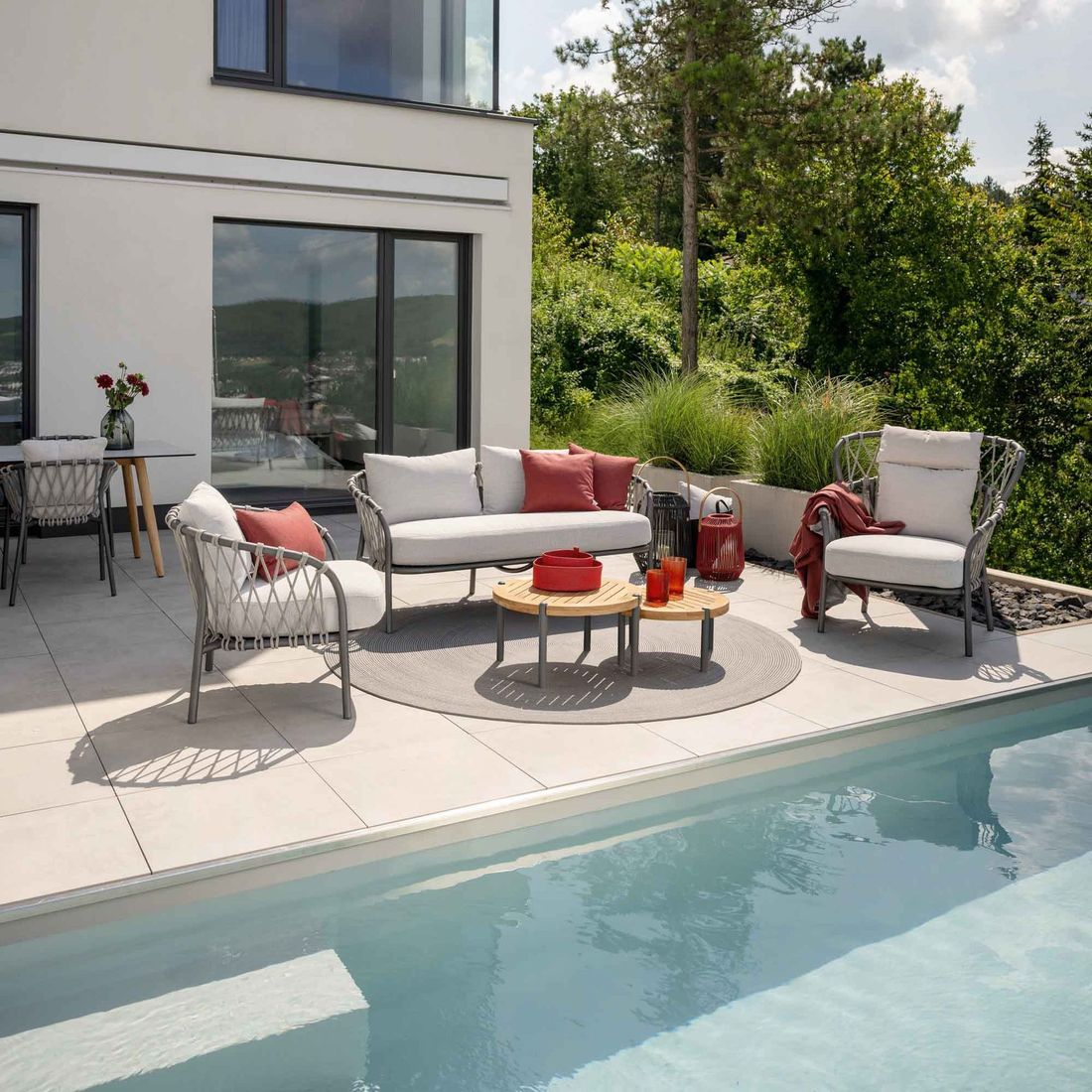 Loungesofa Klea aluminium tau Sunbrella 174 cm sideprofil