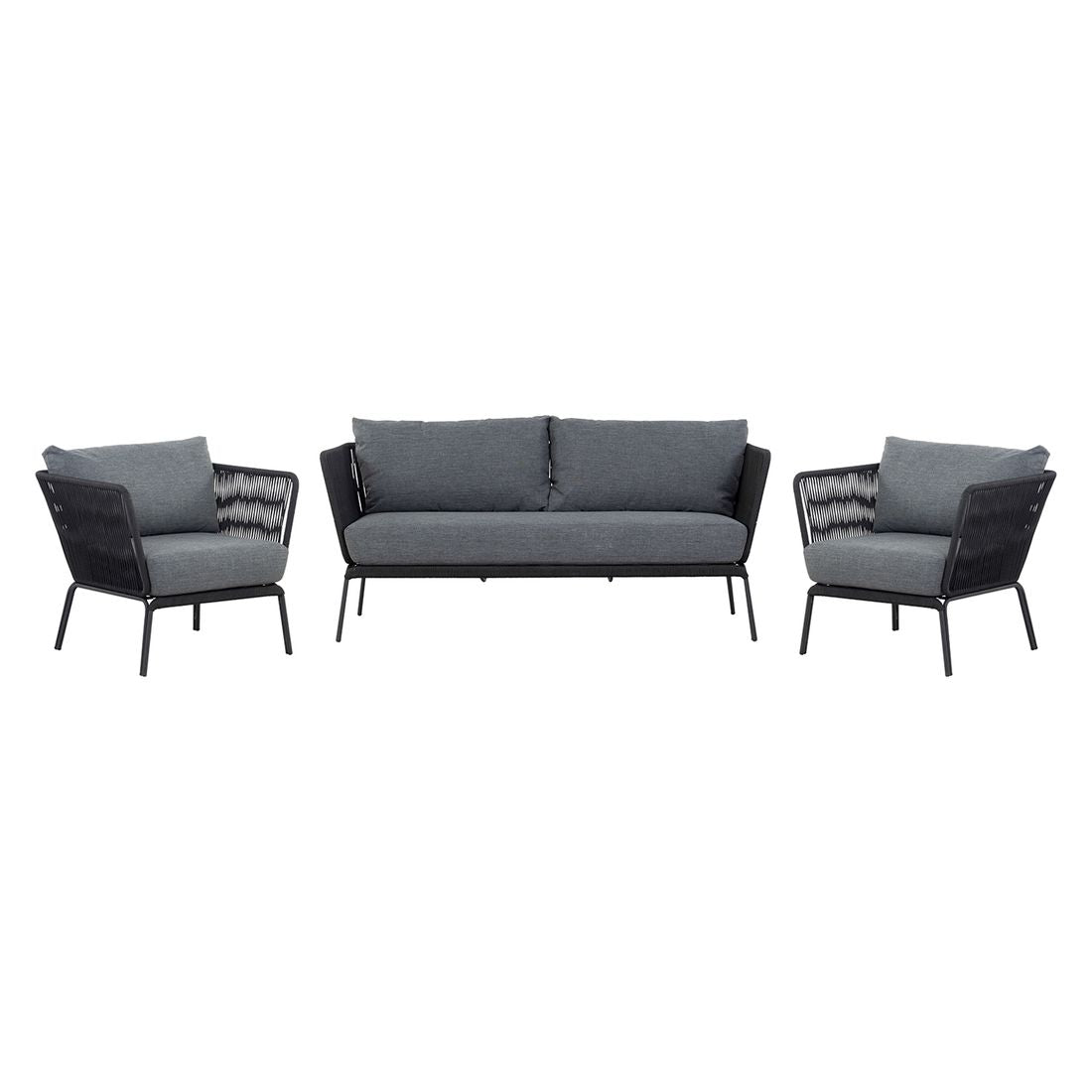 Loungesofa Lion stål/tau 175 cm polstring og armstøtte
