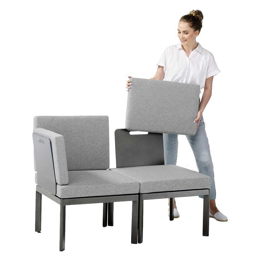 Loungesofa Lugo aluminium/Sunproof - Sieger detalj av stoff