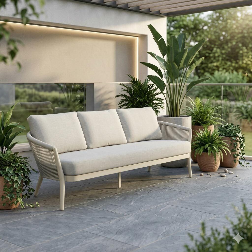 Loungesofa Monet aluminium tau olefin 210 cm forfra