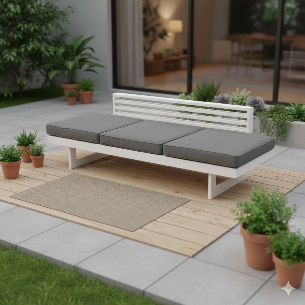 Loungesofa New Holly aluminium/utestoff regulerbar 216 cm forfra