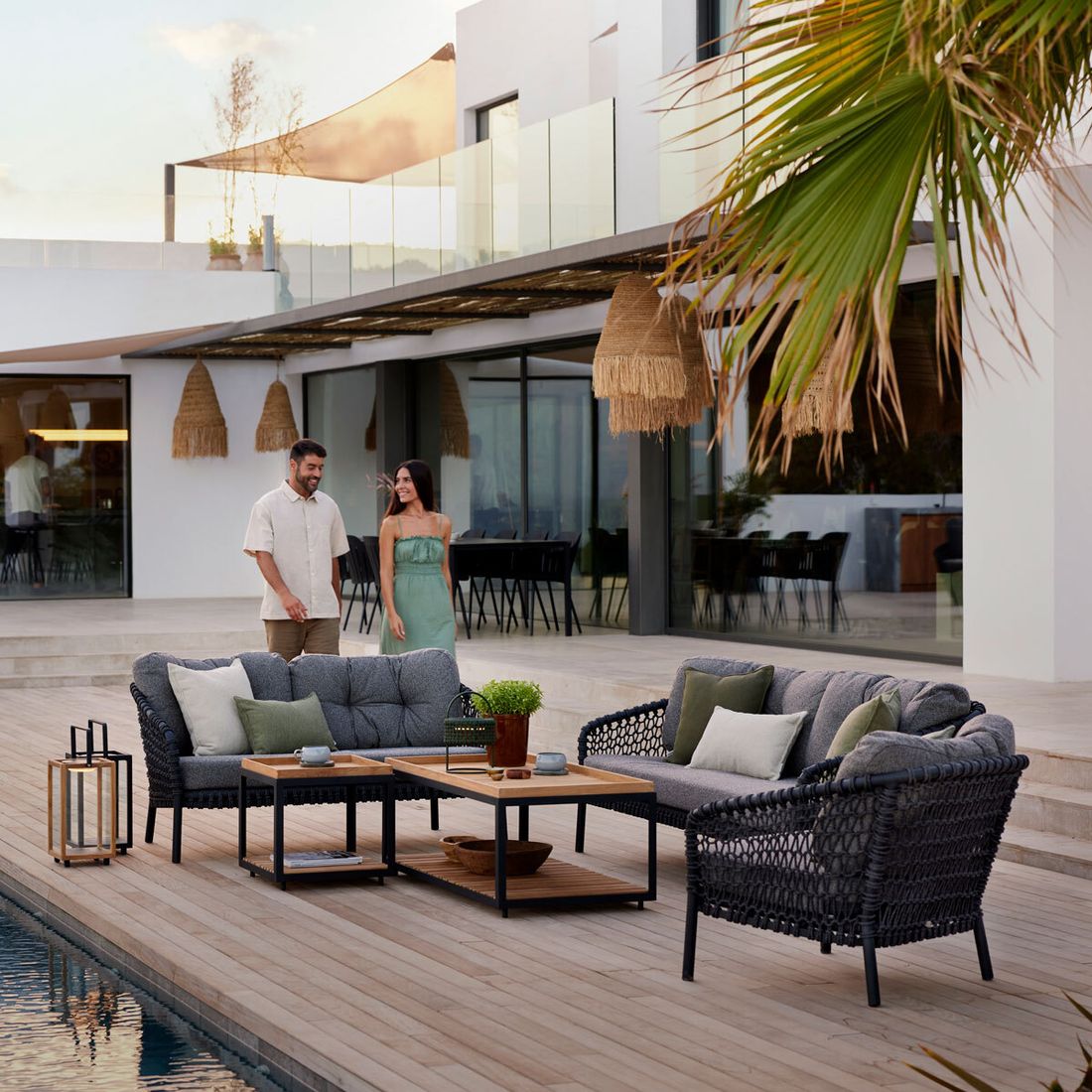 Loungesofa Ocean 155 cm aluminium tau vinklet utsikt