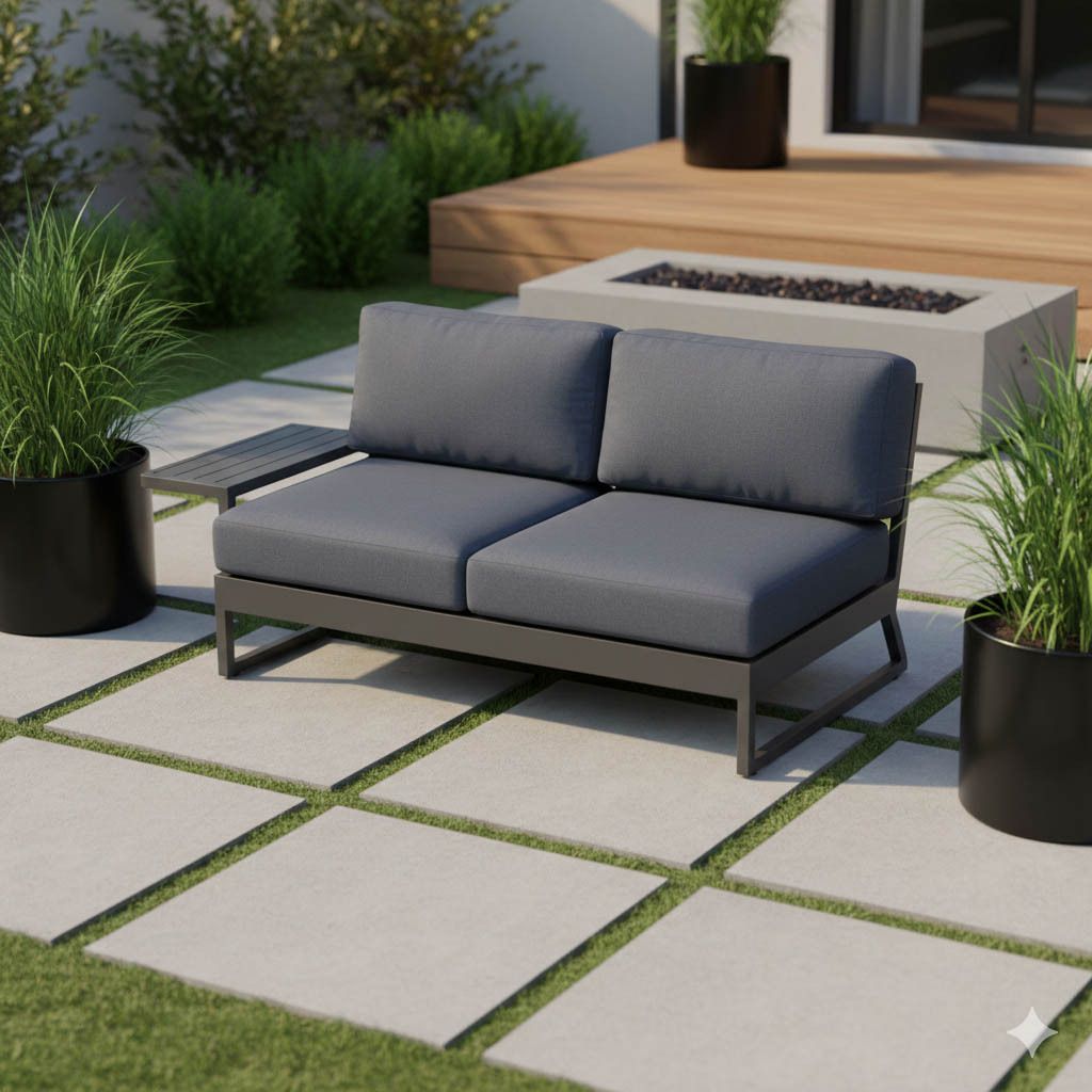 Loungesofa Ocean Skid Platform aluminium 162 cm antrasitt forfra