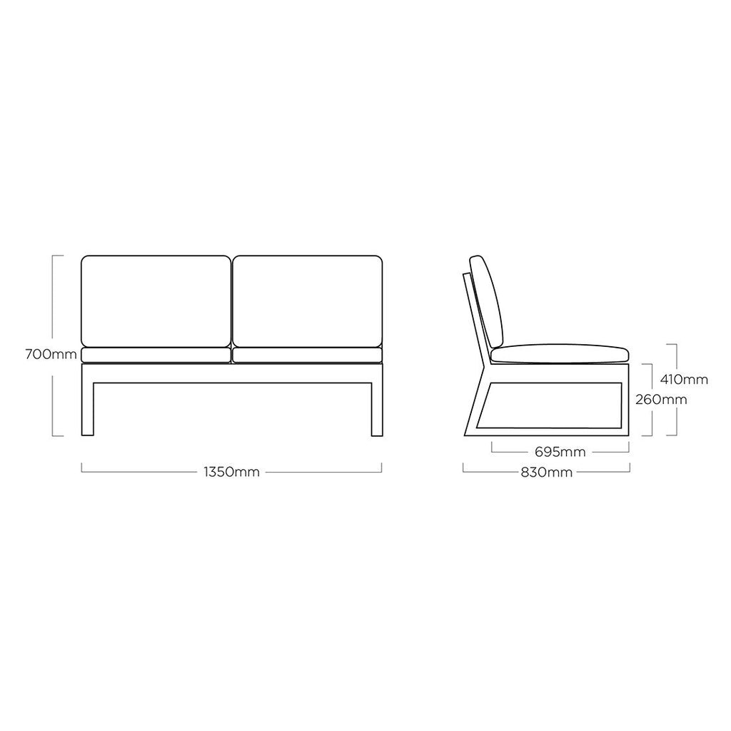 Loungesofa Ocean Skid Platform aluminium 162 cm antrasitt detalj av tekstil