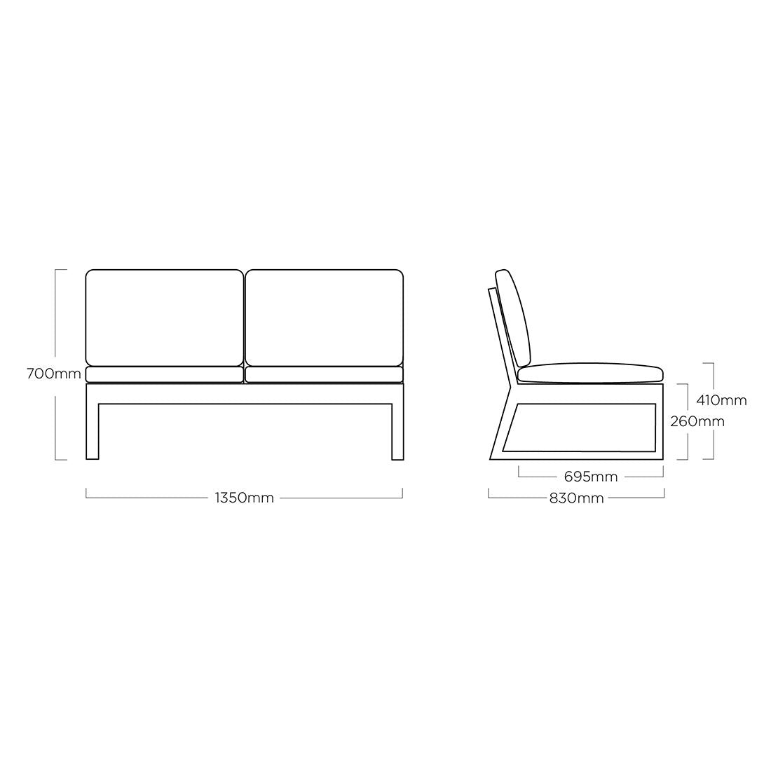 Loungesofa Ocean Skid Platform aluminium 162 cm antrasitt detalj av tekstil