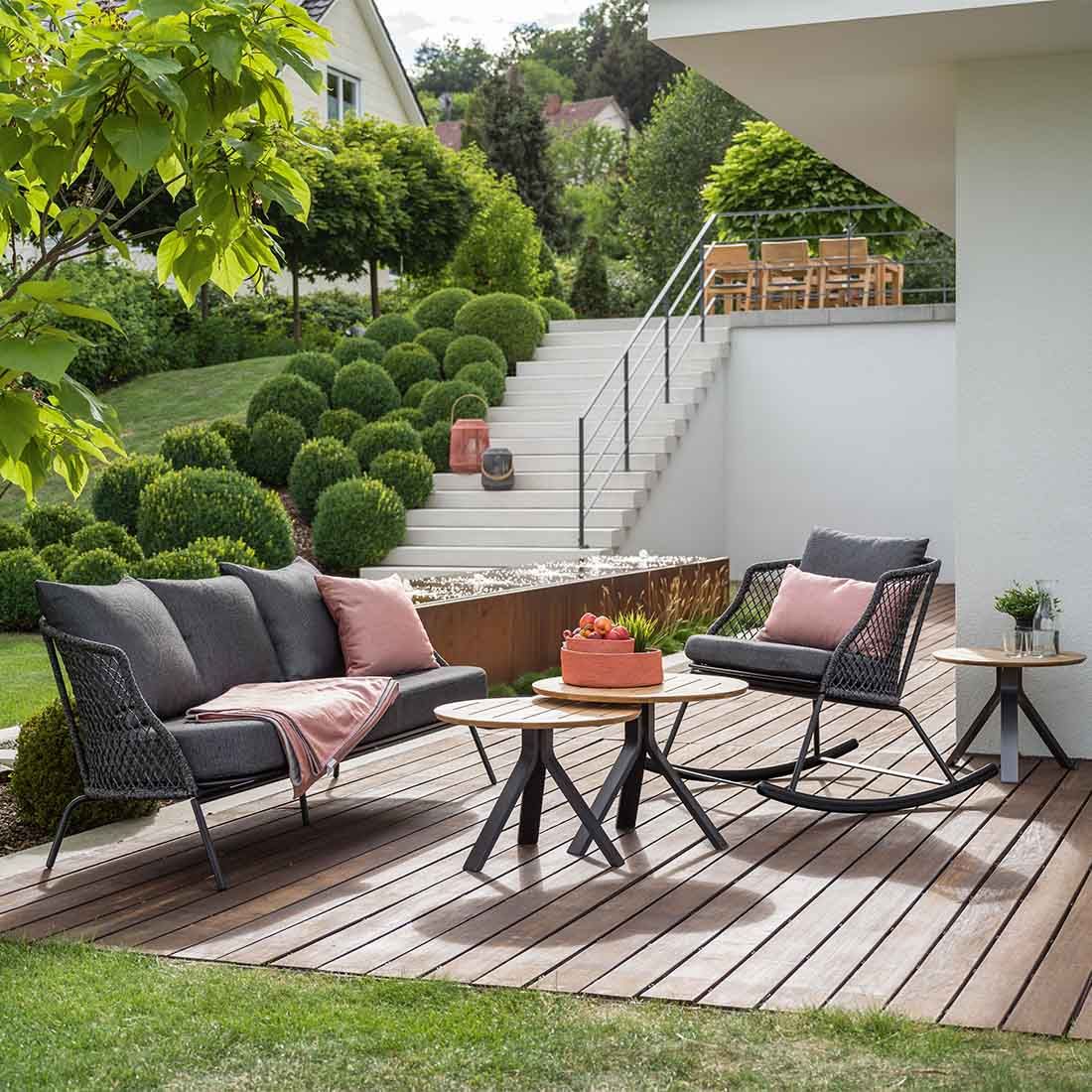 Loungesofa Odea aluminium tau polyakryl 195 cm armstøtte