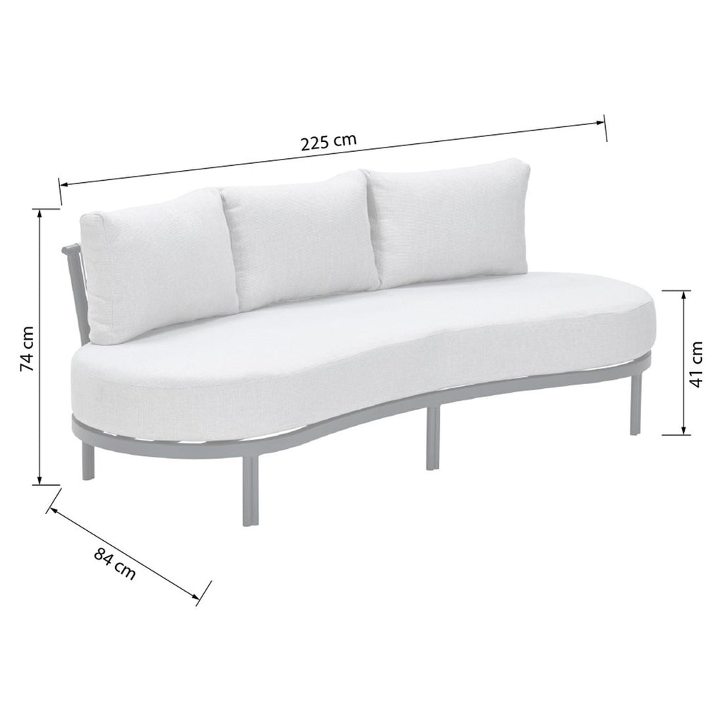 Loungesofa Tirolo aluminium tau 225 cm detalj rope-materiale