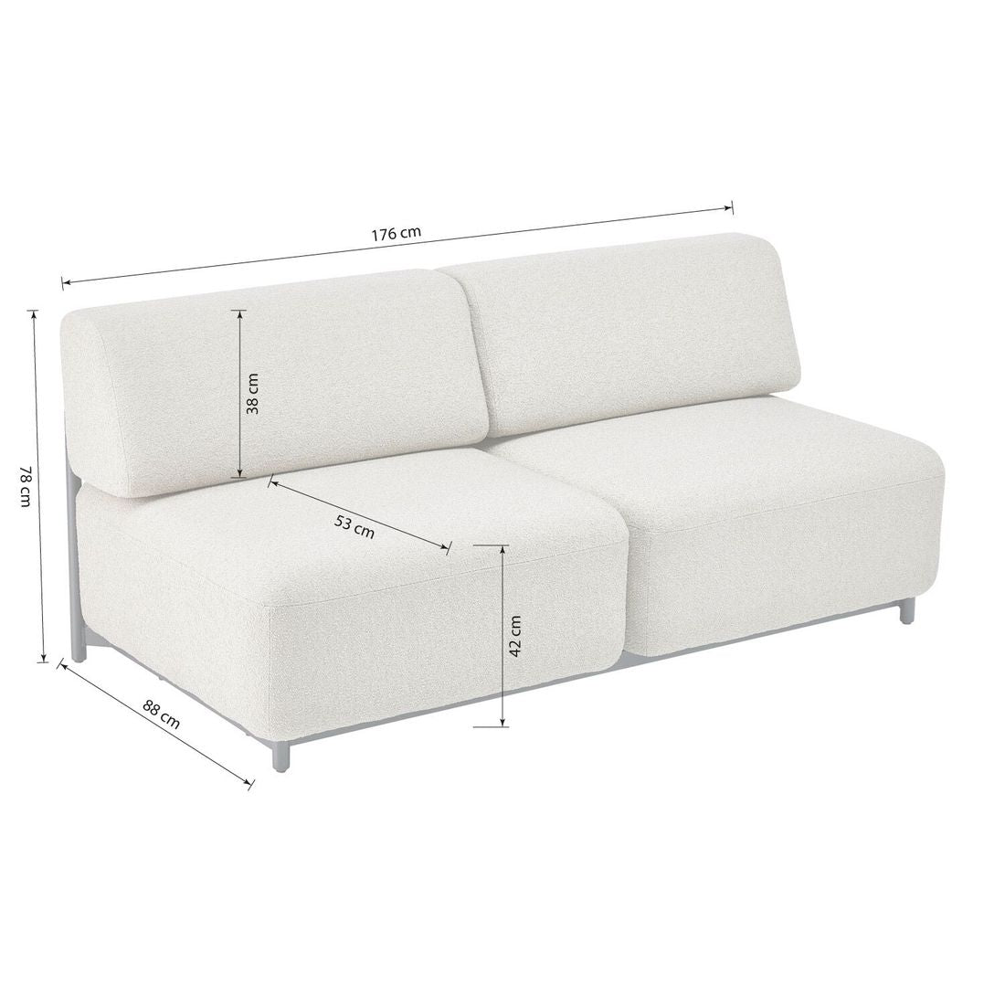 Loungesofa Tribe aluminium 176 cm antrasitt nærbilde stoff