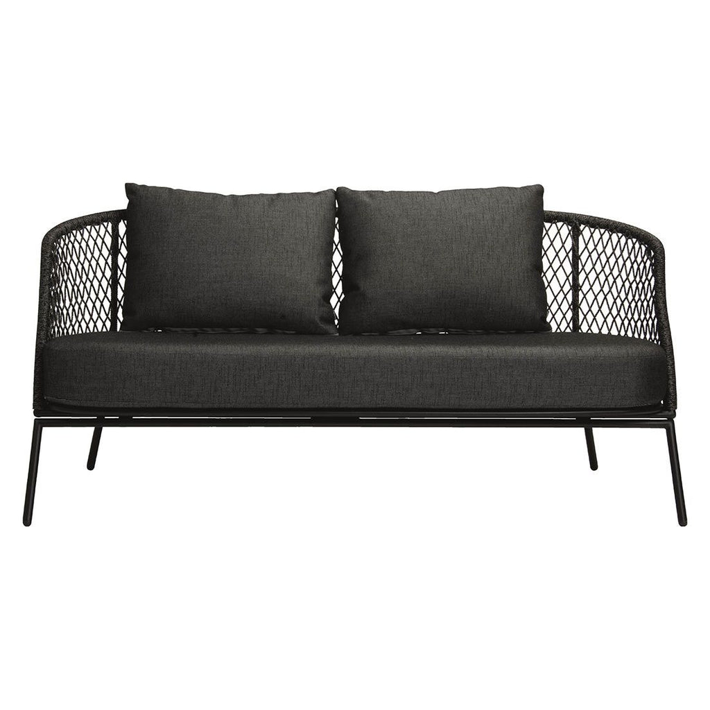 Loungesofa ute Odea aluminium tau 160 cm svart sett bakfra