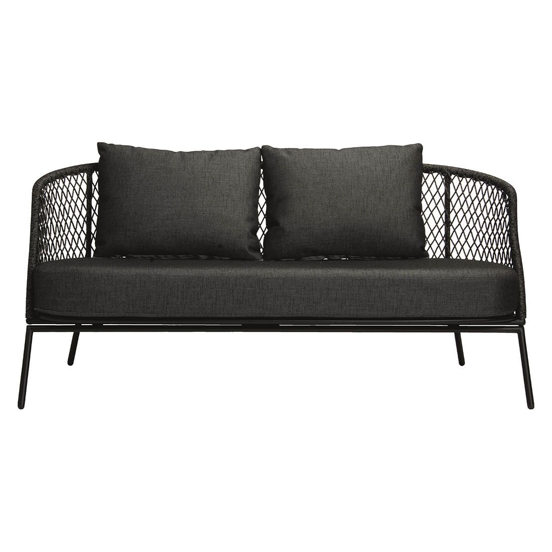 Loungesofa ute Odea aluminium tau 160 cm svart sett bakfra