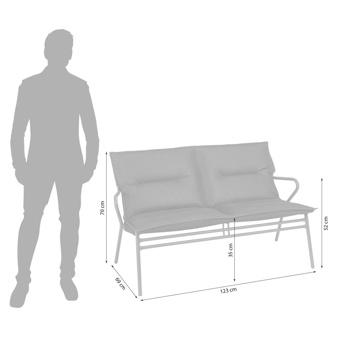 Loungesofa Vence stål/BeComfort detalj av stoff