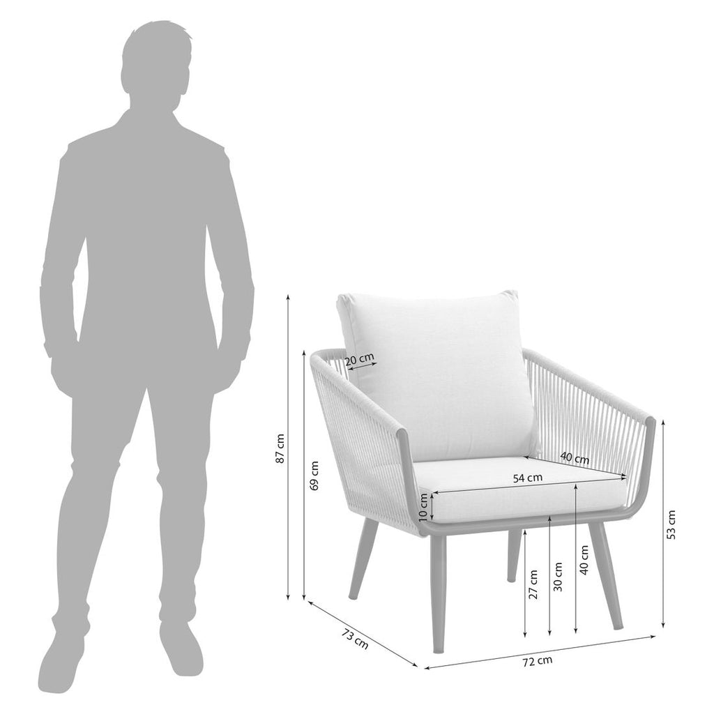 Loungestol Alex aluminium tau olefin detalj rope materiale