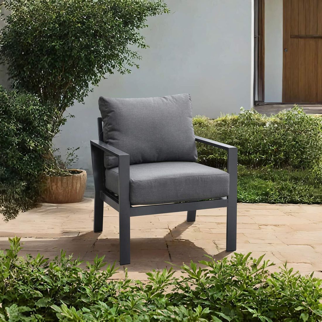 Loungestol Atlanta aluminium/olefin 75x72 cm forfra