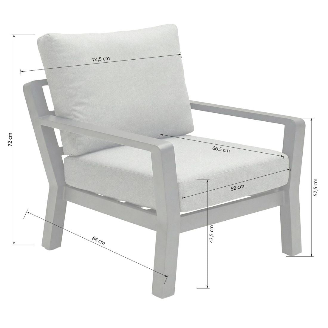 Loungestol Bondino aluminium/polyester 74,5x86 cm detalj av stoff