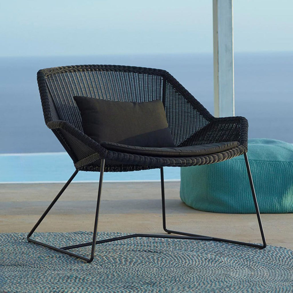 Loungestol Breeze flettverk/stål svart 87x72 cm forfra
