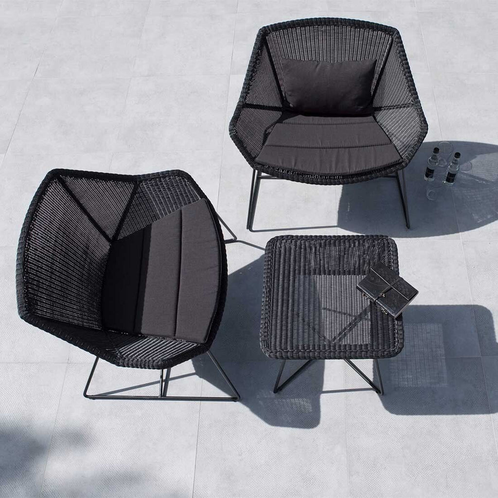 Loungestol Breeze flettverk/stål svart 87x72 cm vinklet visning