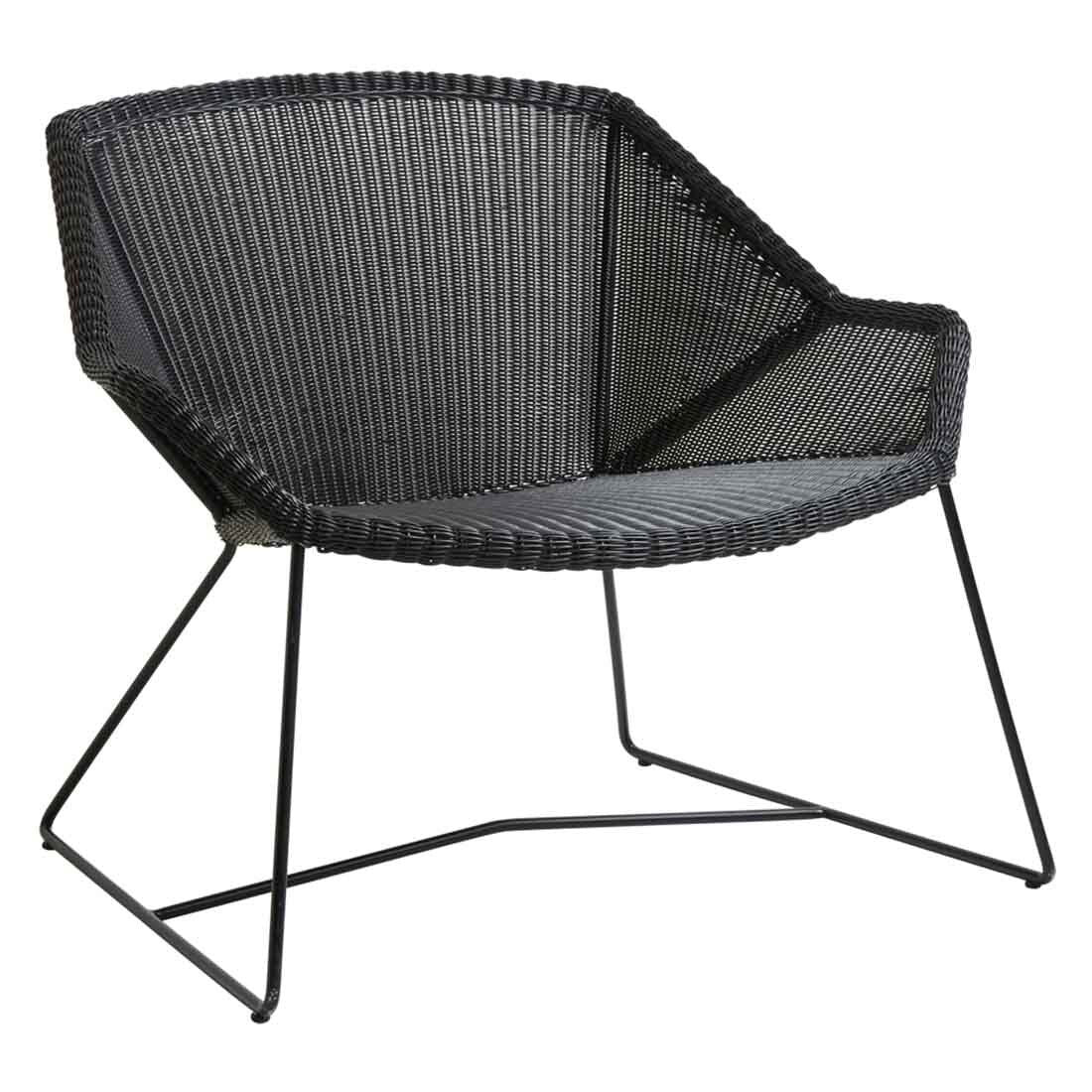 Loungestol Breeze flettverk/stål svart 87x72 cm bakside