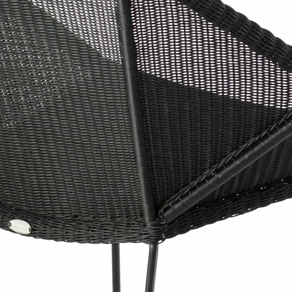 Loungestol Breeze flettverk/stål svart 87x72 cm detalj av sete
