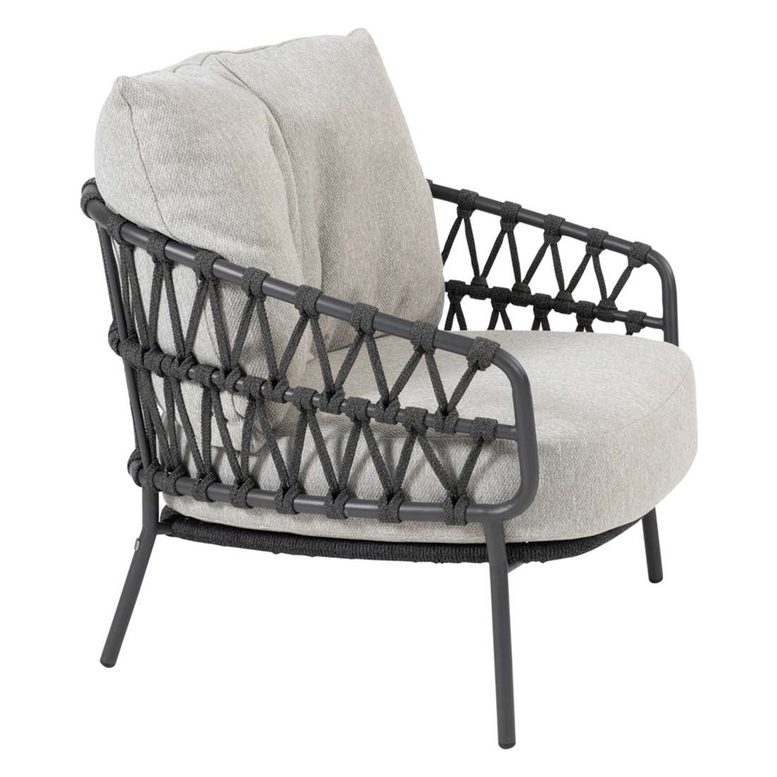 Loungestol Calpi rustfritt stål/tau 83,5x85 cm bakside