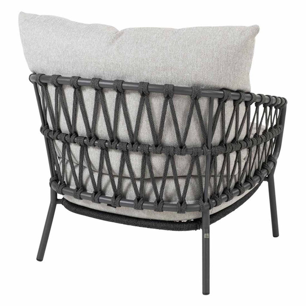 Loungestol Calpi rustfritt stål/tau 83,5x85 cm montert på terrasse