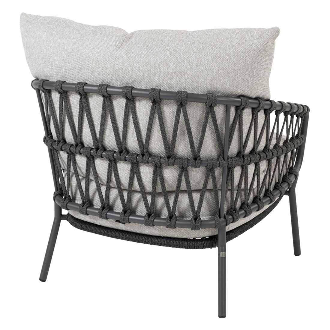 Loungestol Calpi rustfritt stål/tau 83,5x85 cm montert på terrasse
