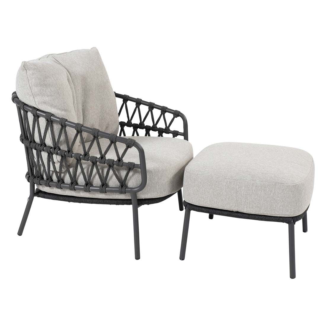 Loungestol Calpi rustfritt stål/tau 83,5x85 cm nærbilde av stoff