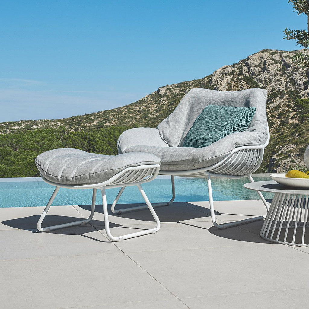Loungestol Chill med taburett aluminium akryl bakside
