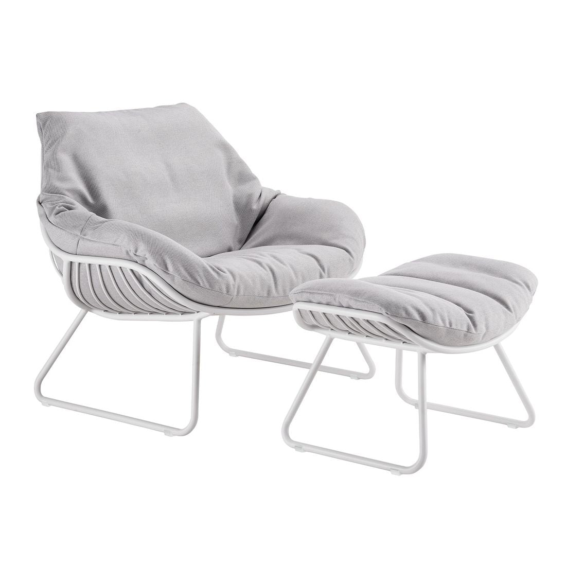 Detalj av Loungestol Chill med taburett aluminium akryl