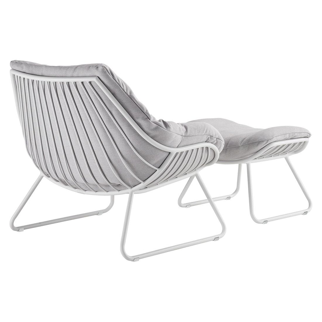 Loungestol Chill med taburett aluminium akryl montert i hage