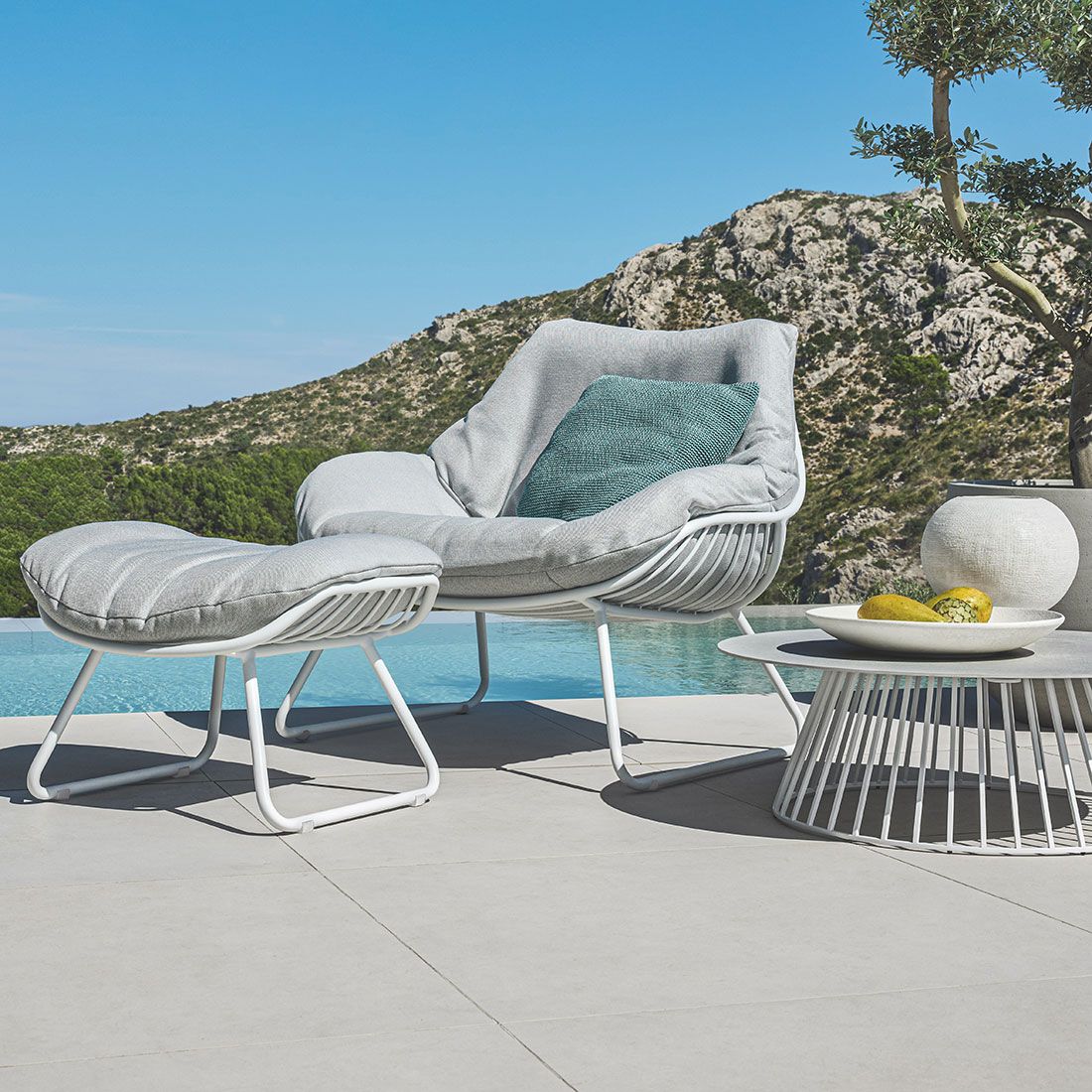 Loungestol Chill XL aluminium akryl 106x85 cm bakside