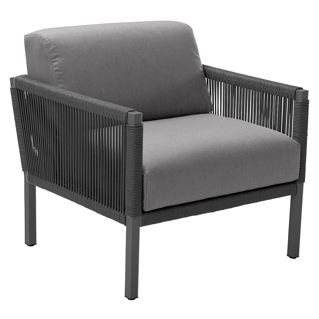 Loungestol Club med krakk aluminium/tau - Solpuri nærbilde av tau