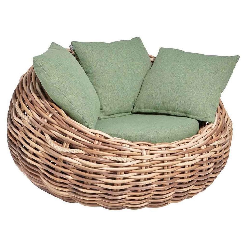 Loungestol Cocoon polyrotting 130x130 cm Apple Bee montert på terrasse