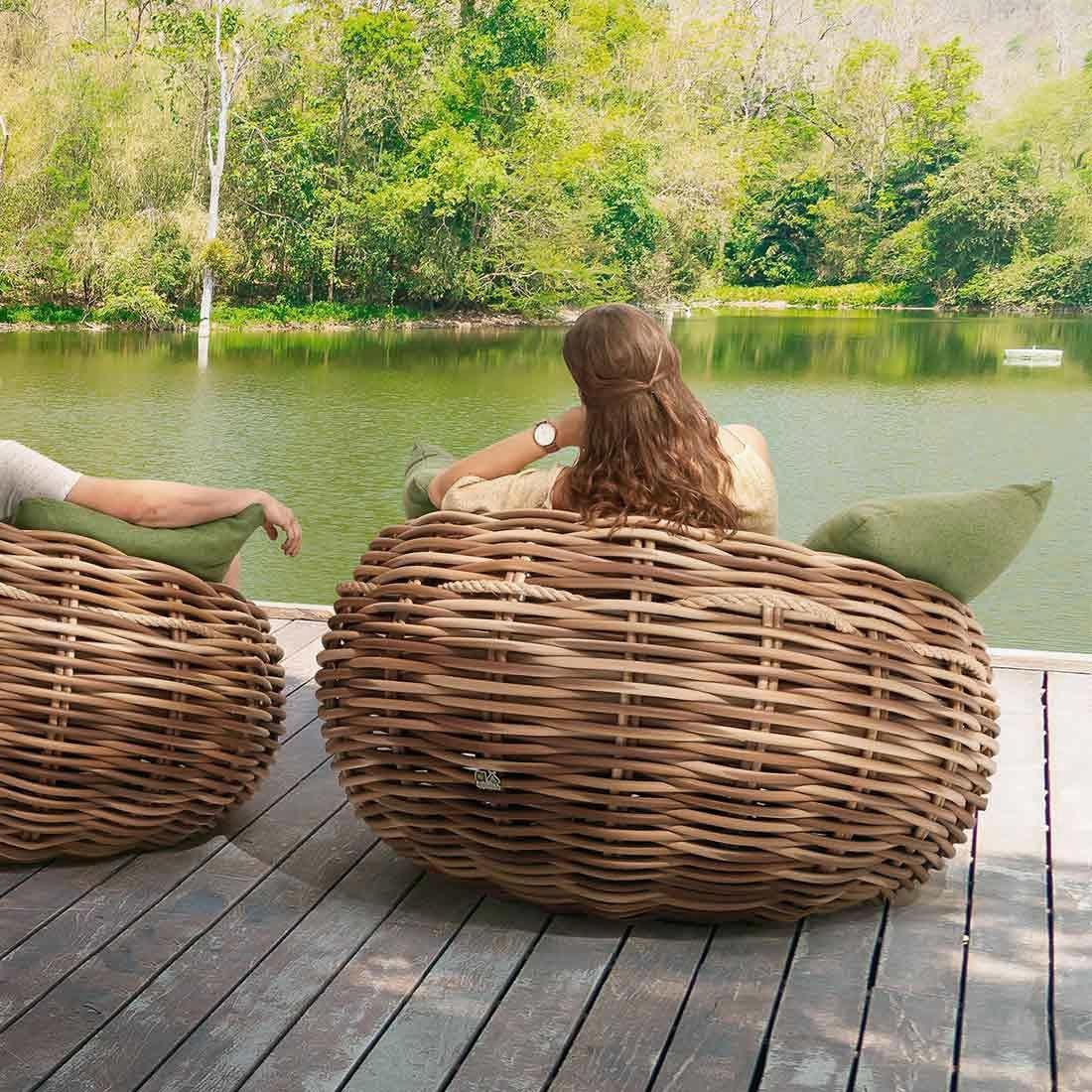 Loungestol Cocoon polyrotting 130x130 cm Apple Bee nærbilde av materiale
