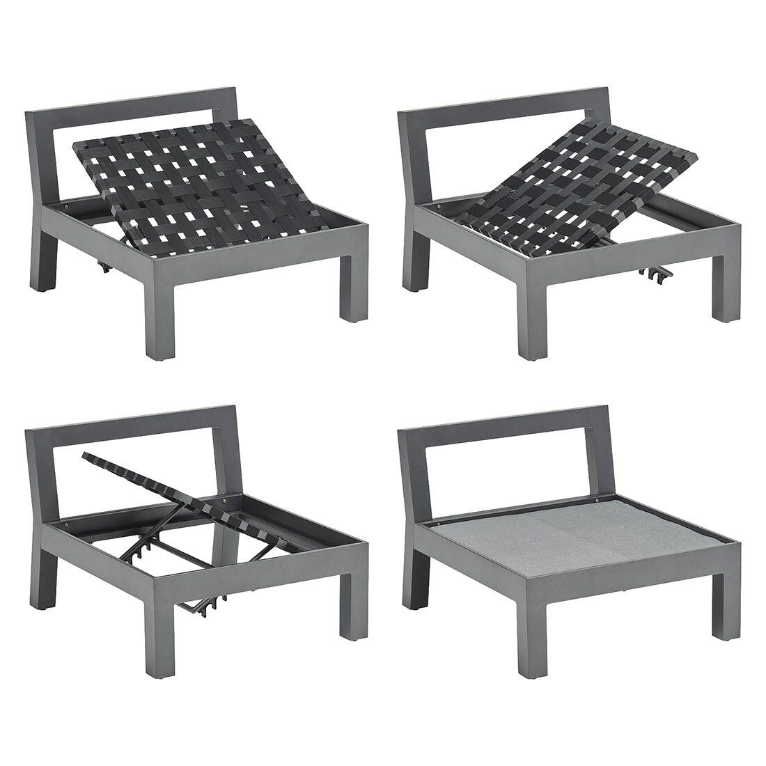 Loungestol Comfort aluminium/utestoff antrasitt - Kettler nærbilde av ramme