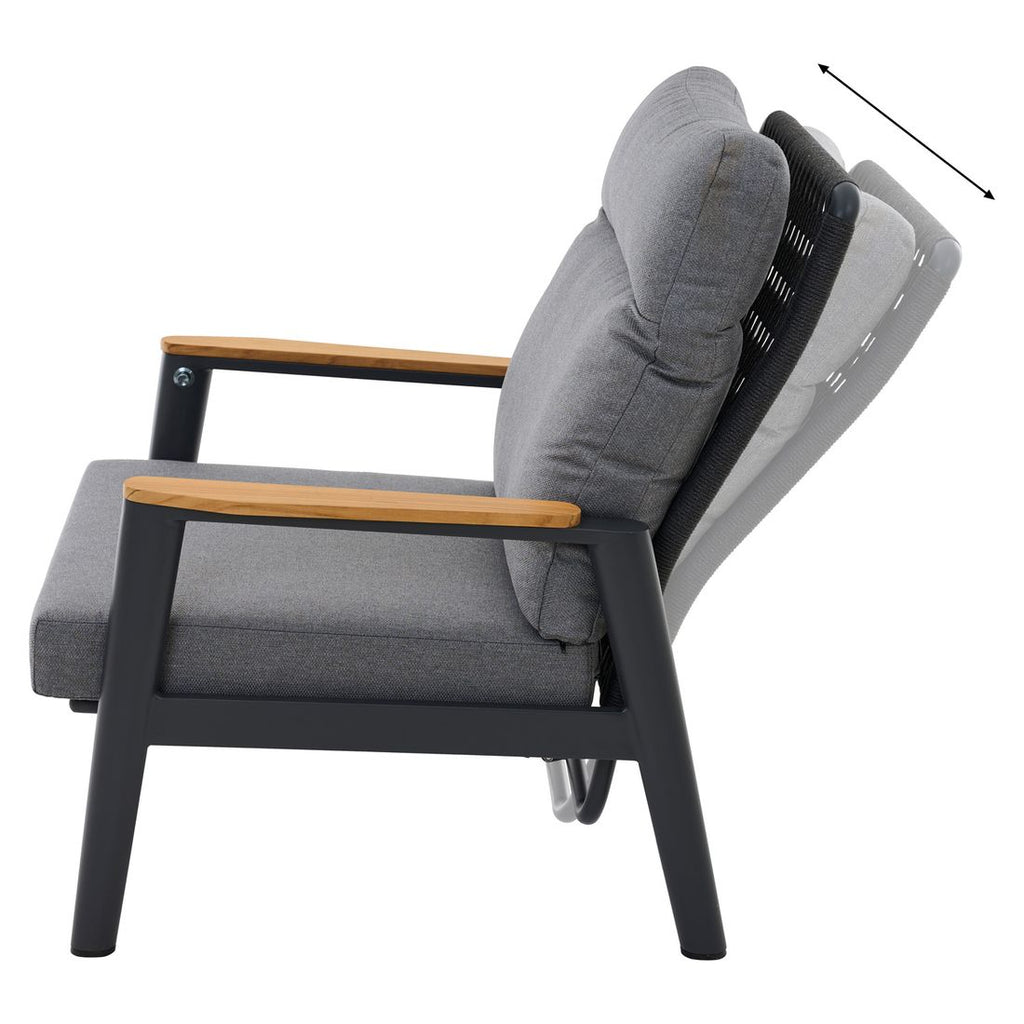 Loungestol Cortina regulerbar aluminium/tau 78,5x81 cm - Siena Garden