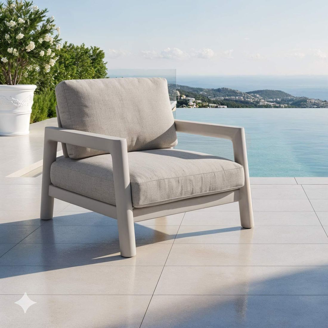 Loungestol Cozy aluminium tau 85x91 cm foran