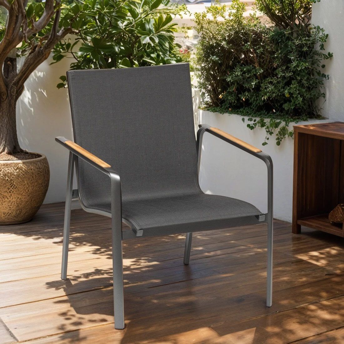 Loungestol Diamond aluminium/textilen 62x58 cm bakside